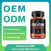 Gummies de créatine saveur fraise, marque privée OEM ODM, supplément nutritionnel sportif quotidien, logo personnalisé