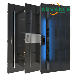 <span class=keywords><strong>Porte</strong></span> d'entrée de luxe en aluminium haut de gamme avec quincaillerie en acier inoxydable sur mesure et bande lumineuse pour maison - Product Image 1