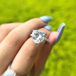Anillos de Plata de Ley 925 Apilables para Mujer, con Circonita Cúbica Real en Forma de Corazón, Estilo Eternidad, Lujo y Moda, Venta al por Mayor, Marca Dylam - Product Image 3