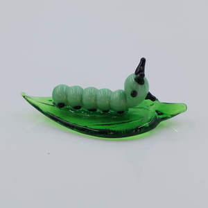 Handgemaakte Miniatuur Groen Blad Murano Lampenwerk Glas Insect Beeldjes Lieveheersbeestje Lieveheersbeestje Miervlinder Rups-Unieke Ambachten - Product Image 3