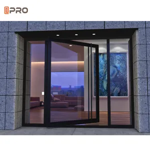 Produk baru kustom pabrik bingkai aluminium sistem pintu masuk pivot engsel pintu depan pintu masuk modern pintu pivot interior