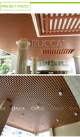 Paneles Decorativos de Techo Falso de Madera Compuesta de PVC para Interiores, Diseño de Salón, Forma de Tira, Paneles de Techo