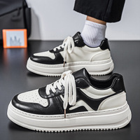 Nouvelles Chaussures Homme Printemps MK30 en Cuir à Semelle Épaisse Rehaussante, Baskets Blanches Polyvalentes Décontractées