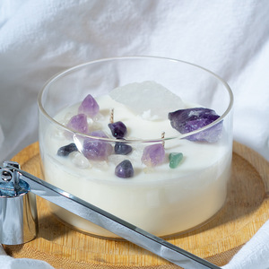Velas Aromáticas de Cera de Soja con Cristales Naturales, Redondas, Hechas a Mano, Set de Regalo para Decoración del Hogar, Fragancia de Aceites Esenciales - Product Image 3