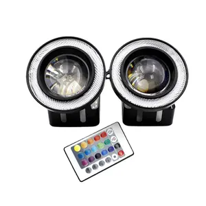 3.5 인치 무선 원격 제어 RGB 밝은 Colo LED 안개 빛 렌즈 후광 천사 눈 반지 COB 8000lm 안개 빛 유니버설