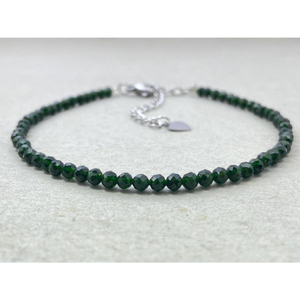 Stainless Steel Dainty Gemstone <b>Beaded</b> <b>Bracelet</b> with Micro Faceted Crystals Minimalist Unisex Jewelry - Product Image 1
