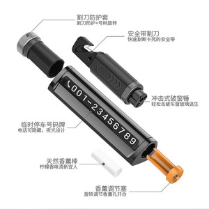 Herramienta de Escape para Auto, Rompeventanas de Acero Inoxidable PCABS 180g, Martillo de Seguridad de Emergencia con Aromaterapia, Cortador y Señal de Estacionamiento - Product Image 2