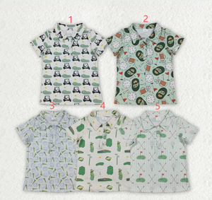เสื้อโปโลติดกระดุมลายธงกอล์ฟสำหรับเด็กชายพี่น้อง - Product Image 1