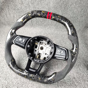 Volant sport à 3 branches à fond plat en cuir et fibre de carbone pour Volkswagen <span class=keywords><strong>Golf</strong></span> 7.5 GTI MK7 Polo GTS GTD <span class=keywords><strong>GTE</strong></span> R Passat CC - Product Image 5