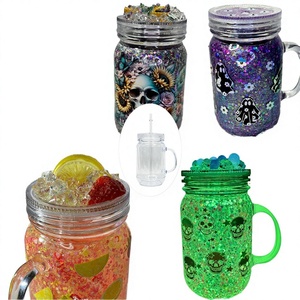 RTS Custom Glitter Acrylic Snow Globe Tumbler <b>Mug</b> Lid Straw Type 20oz Plastic <b>Double</b> <b>Wall</b> Eco-Friendly Reusable Dishwasher Safe - Product Image 3