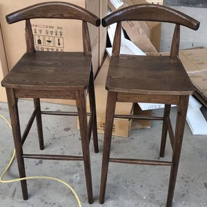 Solid Wood Bar <strong>Stool</strong> <strong>with</strong> Low <strong>Back</strong> Nordic <strong>Counter</strong> Height Chair for Restaurant Cafe Bar Commercial Hospitality Seating Furniture - Product Image 3
