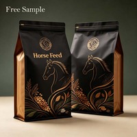 Pochette à fond plat personnalisée refermable avec fermeture éclair, emballage haute barrière pour l'alimentation équilibrée des chevaux, stockage scellé