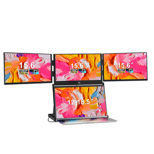 Metallischer Tragbarer Monitor 15,6 Zoll Horizontaler Quad-Monitor für Dreifach-Laptop-Bildschirmerweiterung Nur Ein Kabel Anschlussfähig - Product Image 1