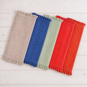 Nappe de table en coton et lin 100 % biologique, motif rayé classique, bord festonné, brodée à la main, idéale pour les mariages - Vente en gros - Product Image 2