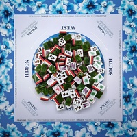 Tuiles de Mahjong en acrylique à motif animalier pour joueurs américains, avec tapis de Mahjong imprimé à motif animalier