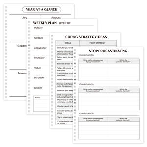 166 pages Vintage Floral Planner Grand journal TDAH non daté avec traqueurs de soins personnels, feuilles <span class=keywords><strong>d</strong></span>'objectifs et journaux <span class=keywords><strong>d</strong></span>'humeur - Product Image 5