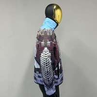Veste Homme Style Urbain Boutonnée et Zippée, Double Usage, avec Imprimé Architecture Urbaine, Patchwork en Polaire et Broderie