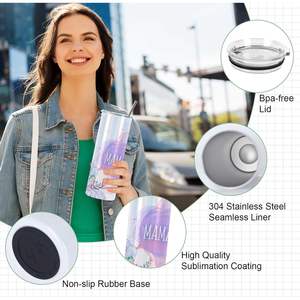 Vasos de sublimación con purpurina recta delgada de 20 oz, paquete de 25 vasos de lujo con brillo individual en blanco - Product Image 3