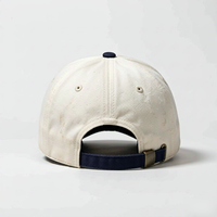 Fabricant OEM ODM de casquettes de baseball personnalisées, style vintage délavé, bicolore crème et marine, 6 panneaux, unisexe, réglable, vente en gros