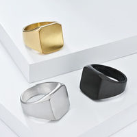 Bague en acier inoxydable plaqué or 18 carats pour homme, simple et élégante, noire, prix de gros