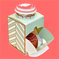 Boîte Combo Personnalisée Café et Biscuits avec Couvercle, Plateau Jetable pour Café à Emporter, Plateau Repas Prêt-à-Emporter, Ensemble Petit-Déjeuner avec Porte-Gobelet
