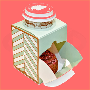 Koffiekoekjes-sandwich combo doos met deksel, wegwerpbaar cafe meeneemverpakking, grab-and-go maaltijd schaal, ontbijtset, bekerhouder - Product Image 1
