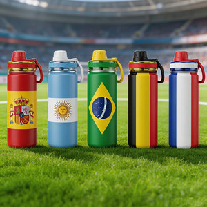 Botella de Agua Deportiva de 18 oz con Logotipo Personalizado, Tapa Tritan, Regalo para Fanáticos del Fútbol, Bandera Nacional Impresa, Aislada al Vacío - Product Image 4