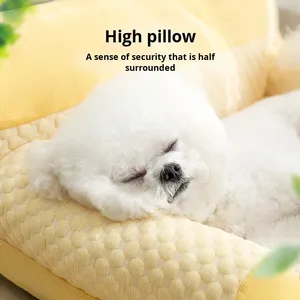 Lit saisonnier pour chat et chien avec motif mignon de haricot frais, tapis de dossier pour animaux de compagnie toute l'année, motif solide pour le printemps et l'été - Product Image 4
