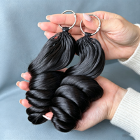 Extensions de cheveux humains brésiliens vierges, ondulés, à crocheter, sans nœuds, avec pointe en plume