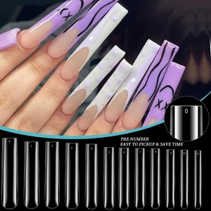 Venta al por Mayor de 60 Uñas Postizas Cuadradas con Cobertura Total, Uñas Francesas Rectangulares a Presión para Dedos, Proveedor Chino - Product Image 2