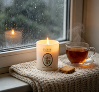 Bougie parfumée vintage style jardin français, pot en verre crème, design moderne, cire de soja, pilier biodégradable, non toxique, pour mariage