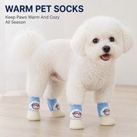 Chaussettes personnalisées pour chiens et chats, chaudes, imperméables, antidérapantes, en coton imprimé, double couche, semelle en caoutchouc, douces, respirantes, pour la marche en intérieur, soin des pattes