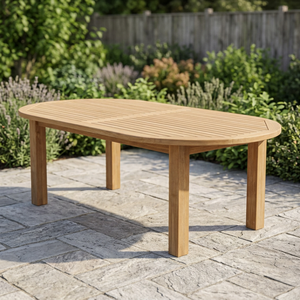 Table de salle à manger ovale moderne pour jardin et patio, en bois massif durable, pliable, en teck, pour la plage, la cuisine, l'hôtel - Product Image 4