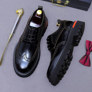 Derby personnalisé en cuir véritable de vachette poli brillant, embossé, à talon carré, léger, à semelle épaisse et antidérapante - Product Image 3