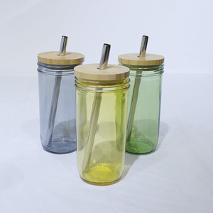 <strong>Mason</strong> <strong>Jar</strong> Glass <strong>Tumbler</strong> With Bamboo Lids and Straws for Juice Milk Tea - Product Image 2