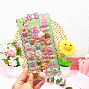 สติกเกอร์การ์ตูนน่ารักสำหรับเด็ก ลายกระต่าย แพนด้า ดอกชบา พิมพ์ลาย UV แบบนูน 3 มิติ  นำเข้าจากต่างประเทศ ยี่ห้อ Wowei ช่วยคลายเครียด - Product Image 4