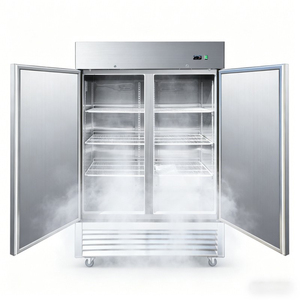 Congelador vertical comercial de acero inoxidable con diseño de doble puerta, equipo de cocina para catering, amplio almacenamiento para servicios de alimentos - Product Image 2