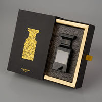 Boîtes à parfum personnalisées en carton noir, estampage à chaud doré, doublure en éponge, matériaux recyclés, emballage de cosmétiques de luxe haut de gamme