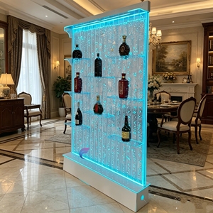 Acrylic Water Wall Panel Partition With LED Lights Contemporary Freestanding Storage Display For Bar Or Home Decor - Product Image 1