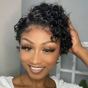 Perruques Courtes Pré-Plumées Bouclées en Cheveux Humains, Coupe <span class=keywords><strong>Pixie</strong></span> – Grande Promotion - Product Image 2
