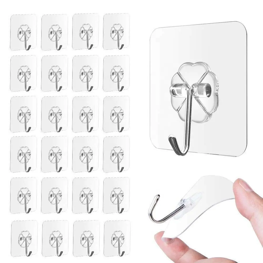 Plastic Wall Hook 20kg Load bearing For Storing Bathroom Strong Trackless Door After The Hook Transparent Suction