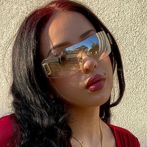 Gafas de Sol de Lujo con Logotipo Personalizado para Mujer, Estilo Punk Y2K de los 2000, Montura Acrílica sin Aro, Lentes de una Pieza, Deportivas - Product Image 3