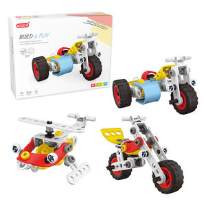 Kit de construction de vis et d'écrous 74 pièces 3 en 1 Moto Tricycle Hélicoptère Jouet éducatif STEM pour développer la motricité fine Cadeau pour enfants - Product Image 1