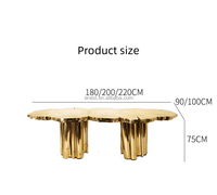 Ensemble de table à manger ovale de luxe moderne en acier inoxydable doré avec plateau en verre trempé, 4 chaises, mobilier de salle à manger haut de gamme pour villa