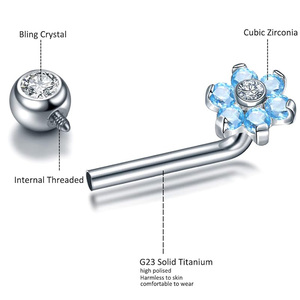 Getta 14G katı titanyum Christina Piercing halter çiçek VCH yüzük kadın dikey kaput göbek Piercing yapılan G23 malzeme - Product Image 3