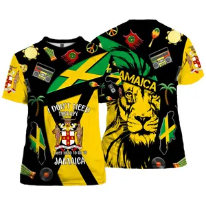 자메이카 국기 엠블럼 그래픽 티셔츠 남성용 3D 프린트 자메이카 티셔츠 탑 반소매 O 넥 남성 티셔츠 스트리트웨어