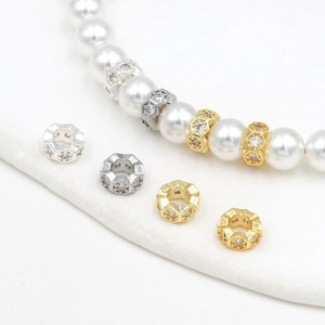 Hexagon Cut Zircon Bead Spacers 14k Gold Plated <b>Copper</b> For <b>Bracelet</b> Making DIY Jewelry Accessories - Product Image 3