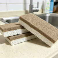 Éponge à vaisselle double face en fibre de coco écologique, biodégradable, pour nettoyer les casseroles, les poêles, les assiettes et la vaisselle