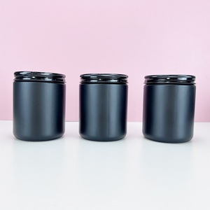 Luxury Custom Matte Black Luxury Glass Jar With Lid <b>Empty</b> Glass Vessel Candle Jar for Candle Making With <b>Box</b> - Product Image 1