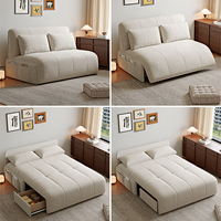 Canapé-lit moderne double usage, inclinable, extensible et pliable, multifonctionnel avec rangement, en métal et tissu, idéal pour petits salons et hôpitaux